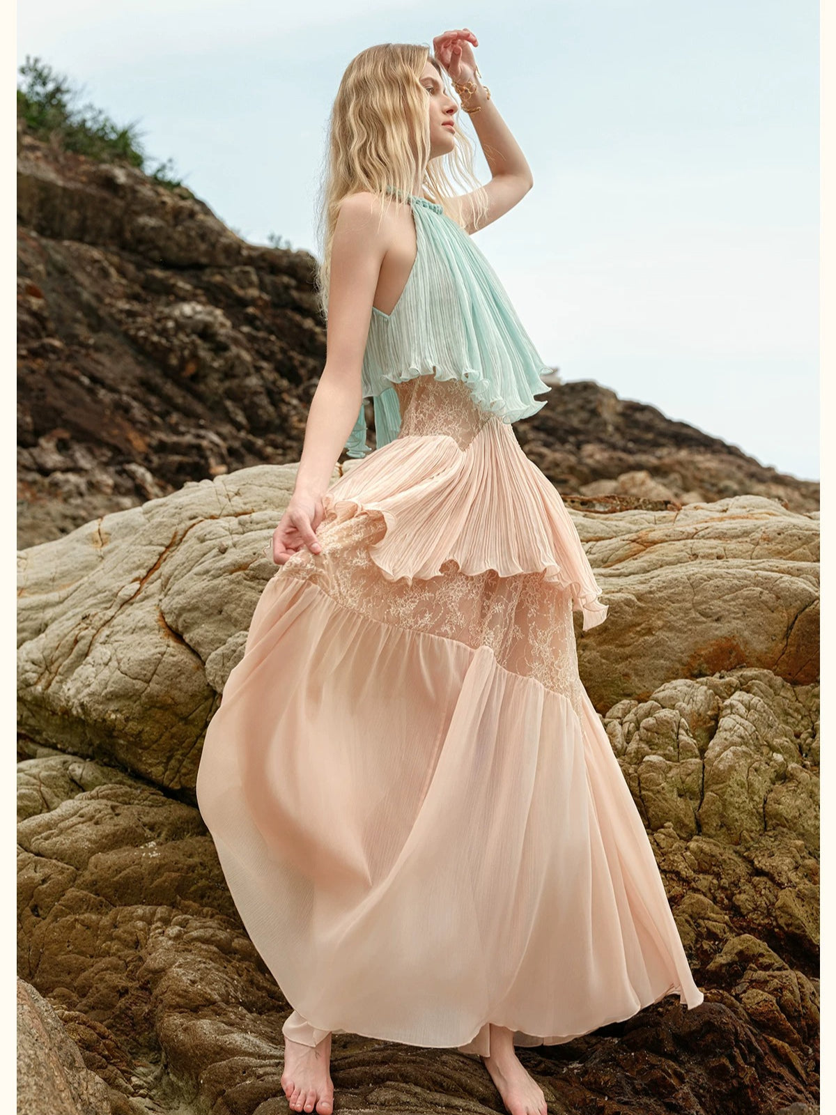 Laguna Lace Halter Maxi Dress