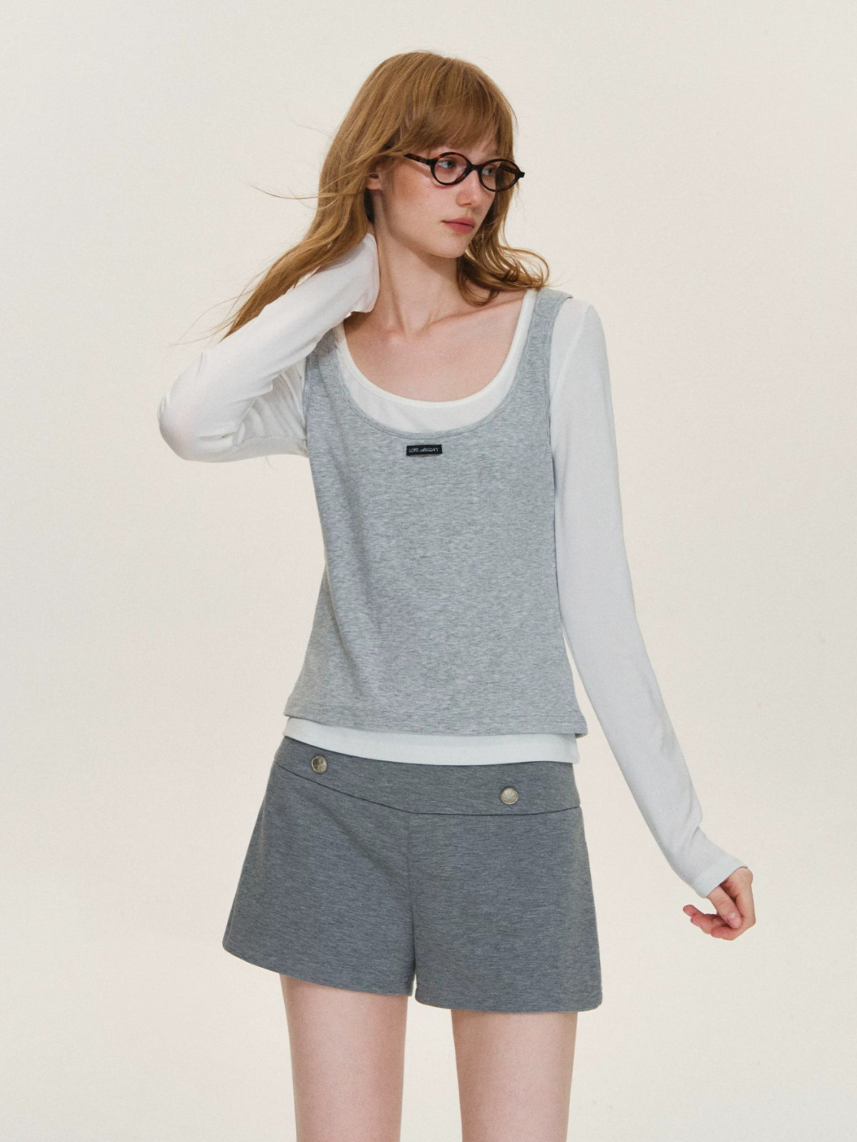 Contrast Layered Lyocell Scoopneck Top