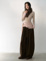 Layered V-Neck Ribbed Knit Top