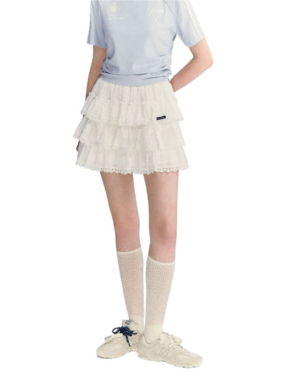 Lace Tiered Mini Skirt