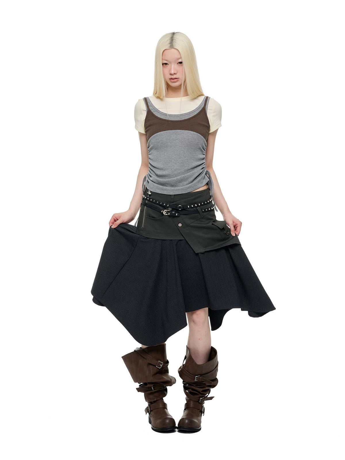 Korean Lace Trim Drawstring T-Shirt