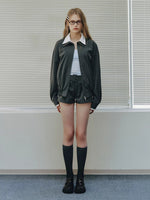 Spliced Jacket & Striped Suit Shorts Set