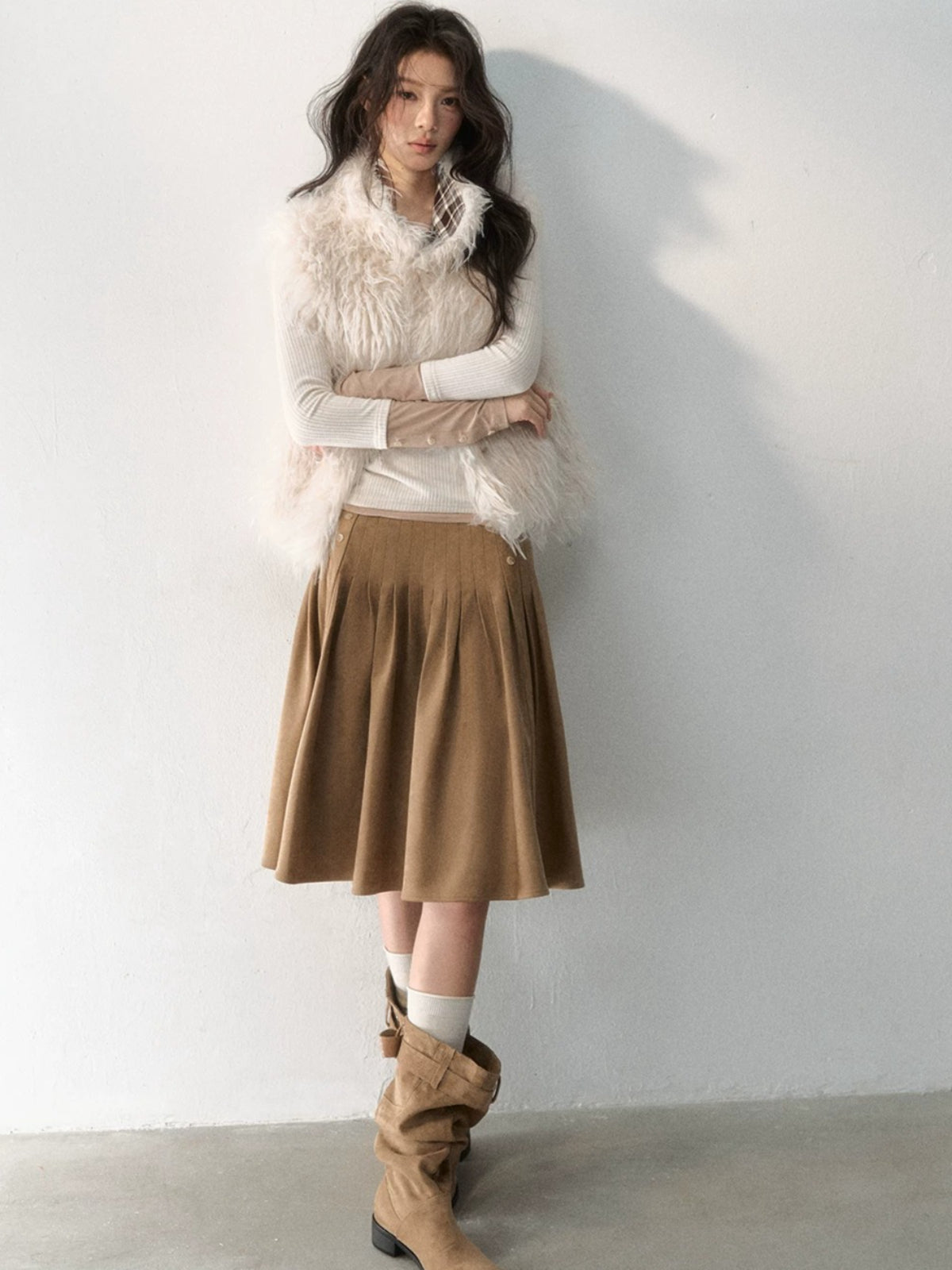 Reversible Plaid Faux Fur Vest