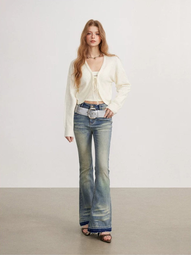Blue Washed Flare Jeans