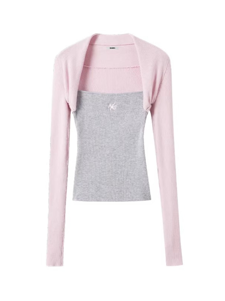Aman Knit Colorblock Layered Sweater