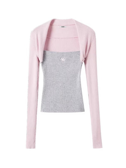 Aman Knit Colorblock Layered Sweater