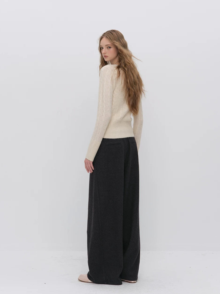 Cable-Knit V-Neck Cardigan