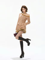 Tweed Trim Asymmetric Jacket & Shorts Set