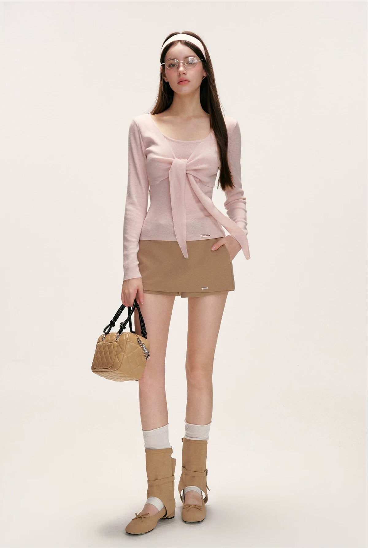 Bowknot Crewneck Knit Top