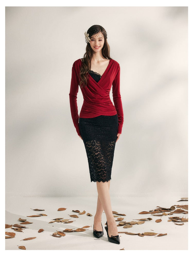 Embroidered Lace Fishtail Dress