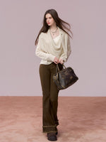 Shiny Design Cowl Neck Wool Knit Sweater