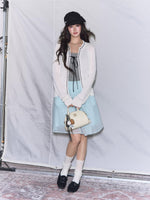 French Bow Trim Knit Cardigan