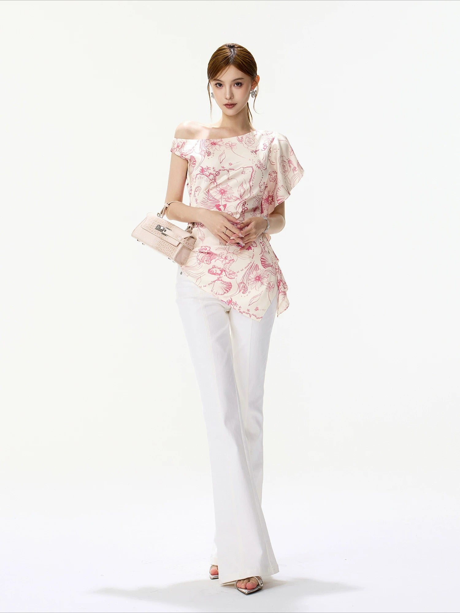 Island Print One Shoulder Top