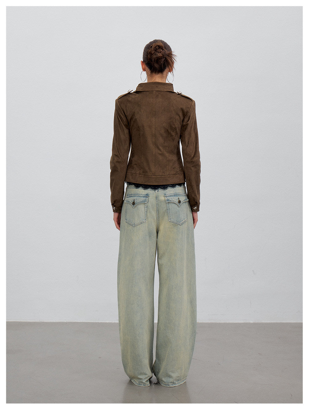 Brown Asymmetric Suede Jacket