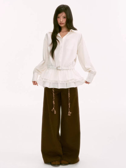 Vintage Brown Wide-Leg Pants