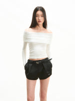 Lace-Trim Off-Shoulder T-shirt