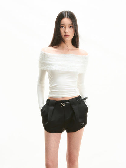 Lace-Trim Off-Shoulder T-shirt
