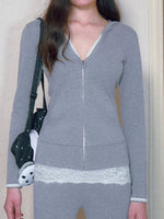 Fitted V-Neck Zip Hoodie