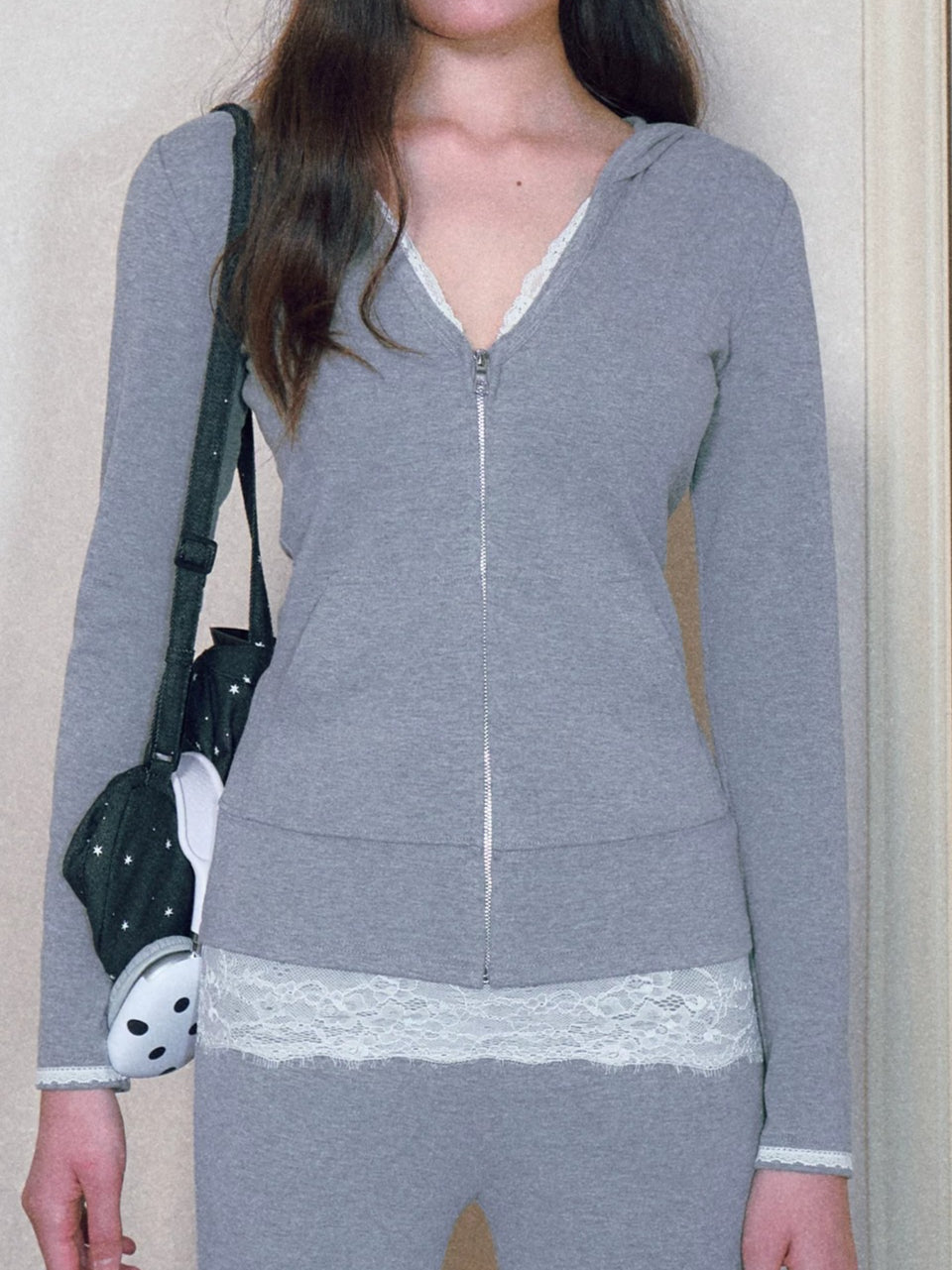 Fitted V-Neck Zip Hoodie