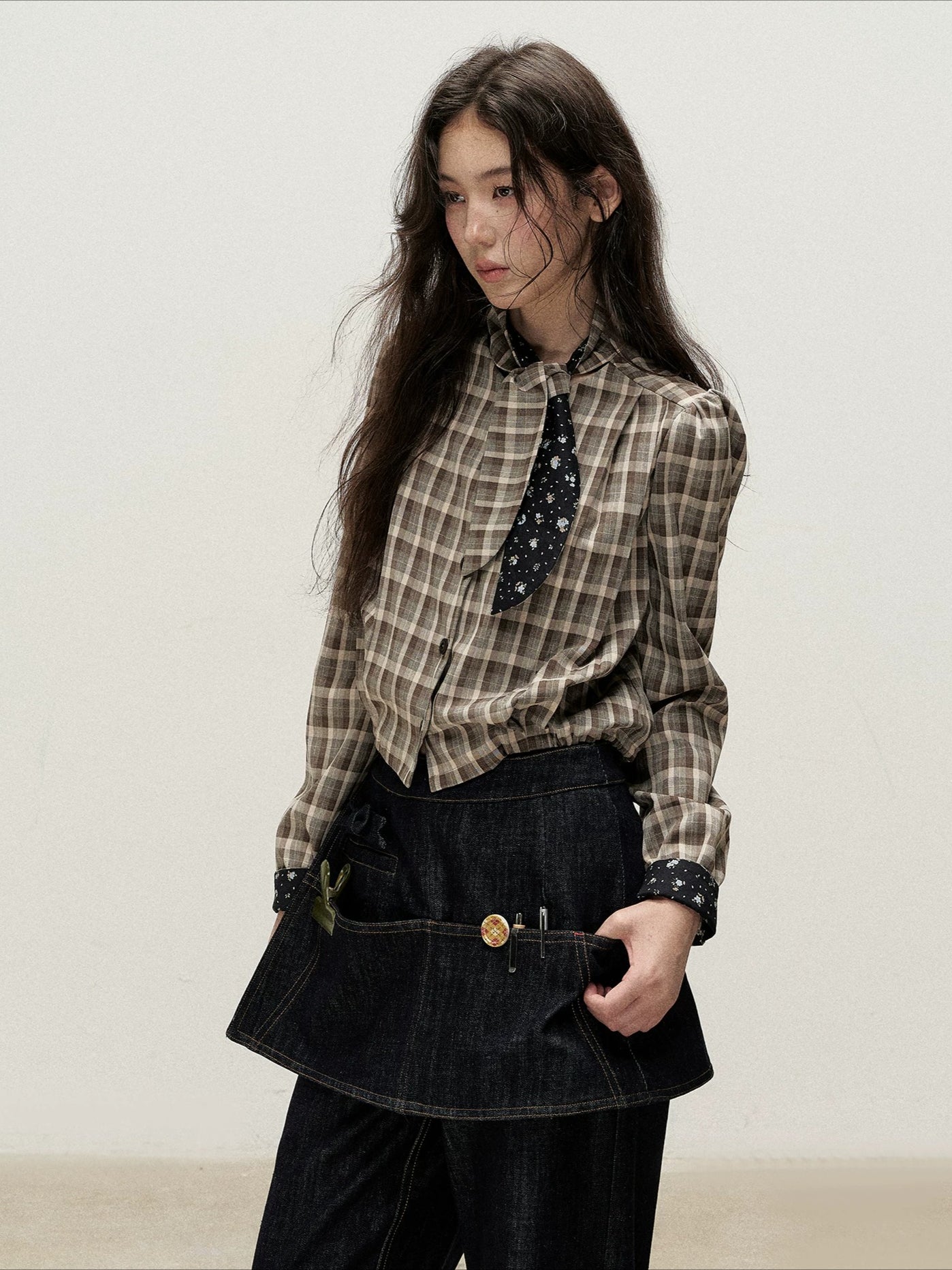 Plaid Shirt Skirt Set