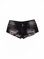 Distressed Zipper Denim Shorts