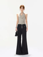 Grey Narrative Halter Top