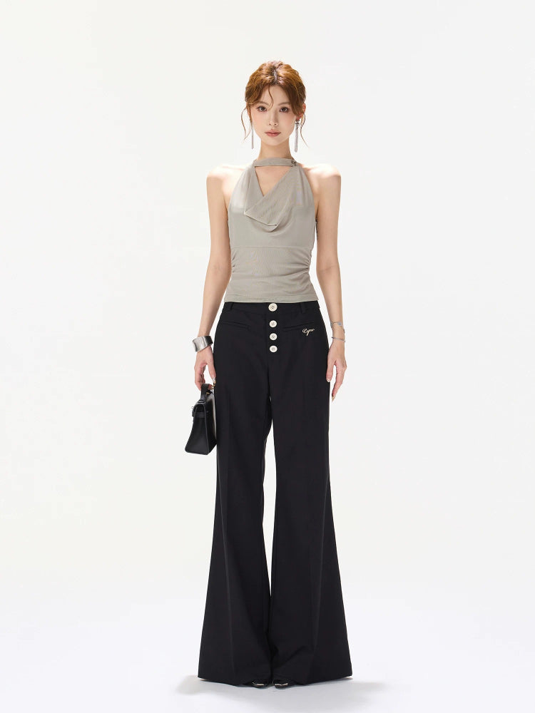 Grey Narrative Halter Top
