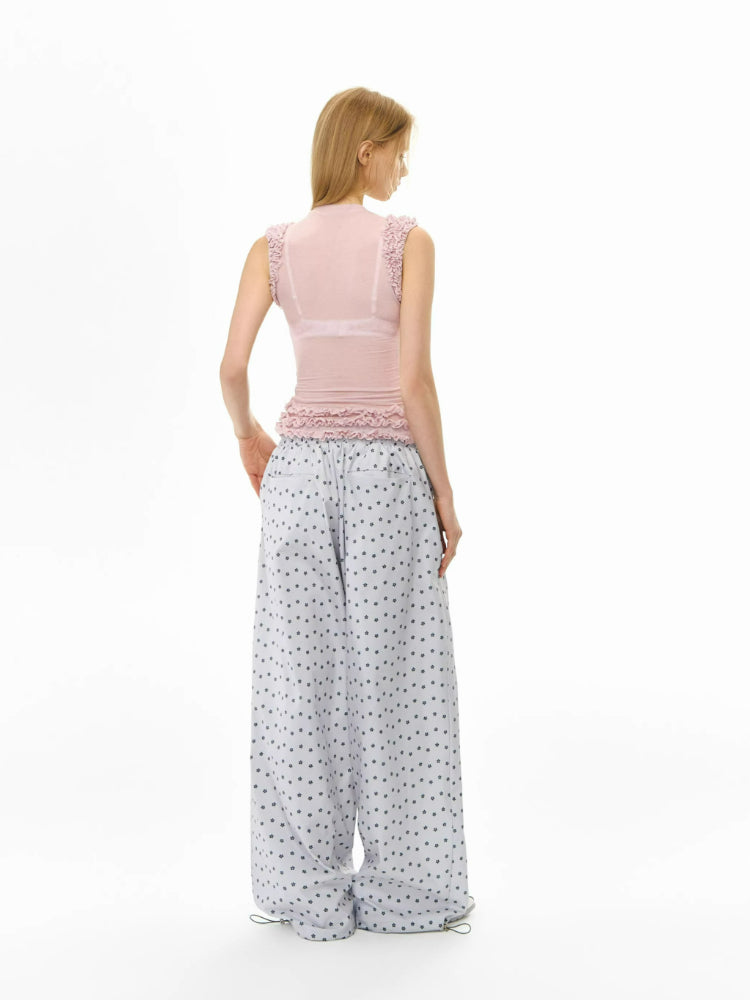 Sheer Lace Trim Knit Tank