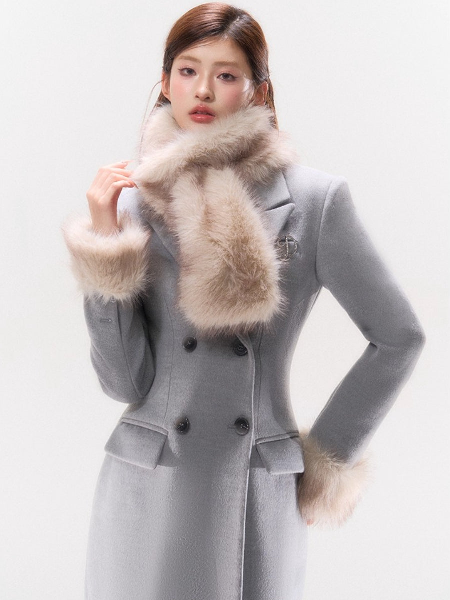 Wool-Blend Hourglass Double-Breasted Coat