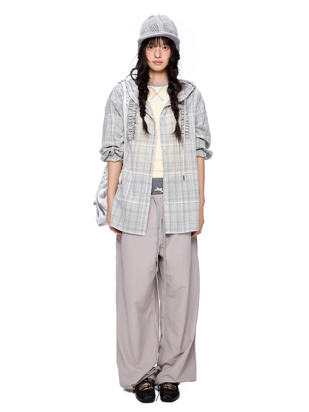 Vintage Plaid Hooded Oversized Shirt