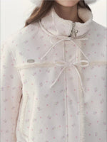 Floral Corduroy Shearling Jacket & Skirt Set