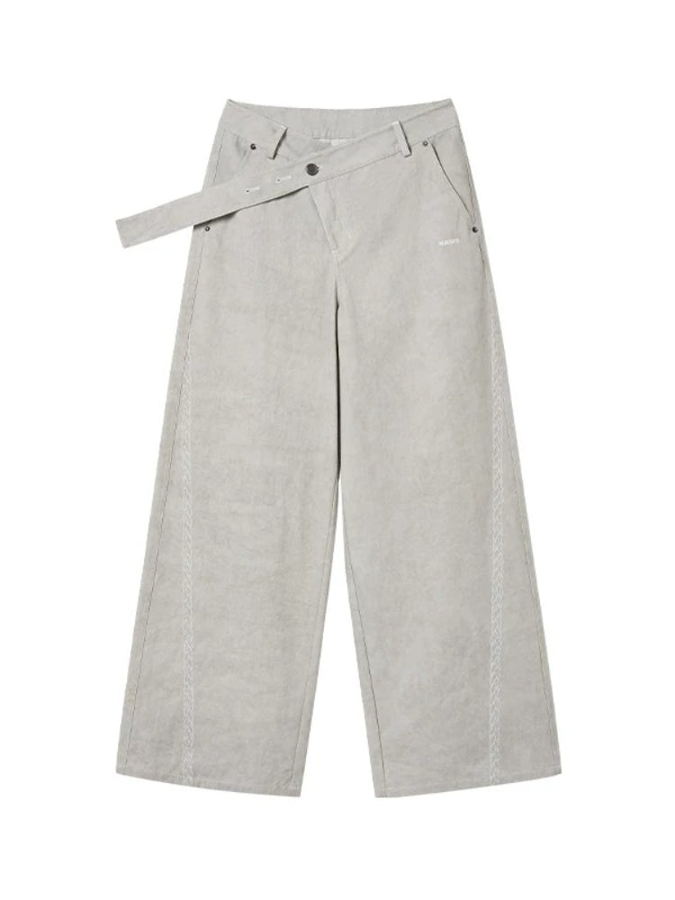 Wheat Washed Wide-Leg Pants
