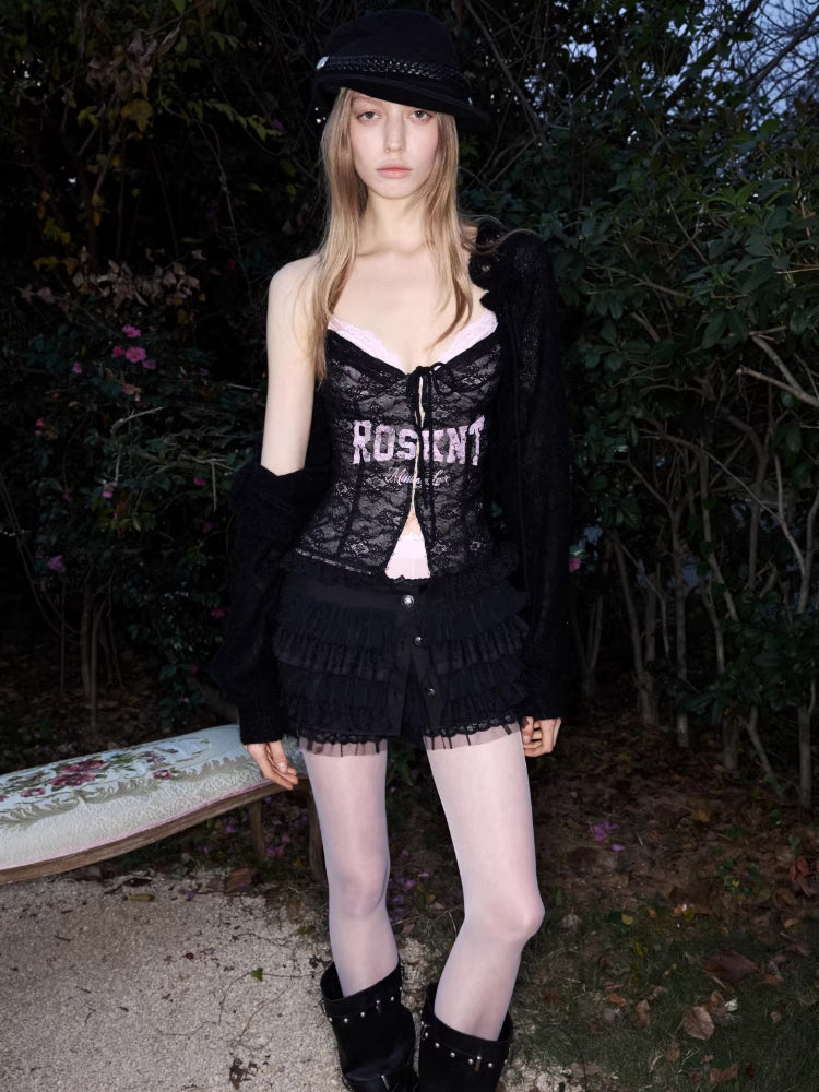 Lace Print Corset Top