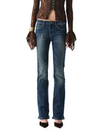 Vintage Wash Whisker Slim Straight Jeans