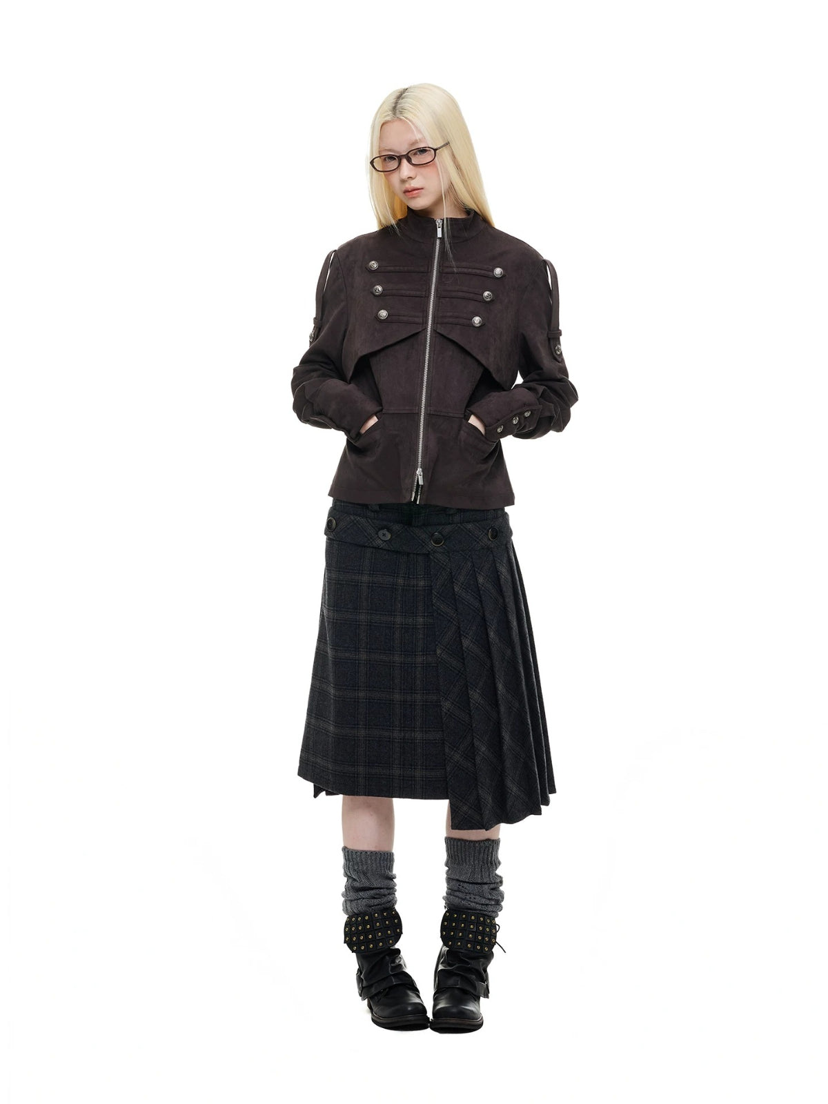Vintage Suede Stand Collar Jacket