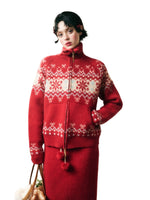 Warm Fabric Color Block Sweater & Skirt Set