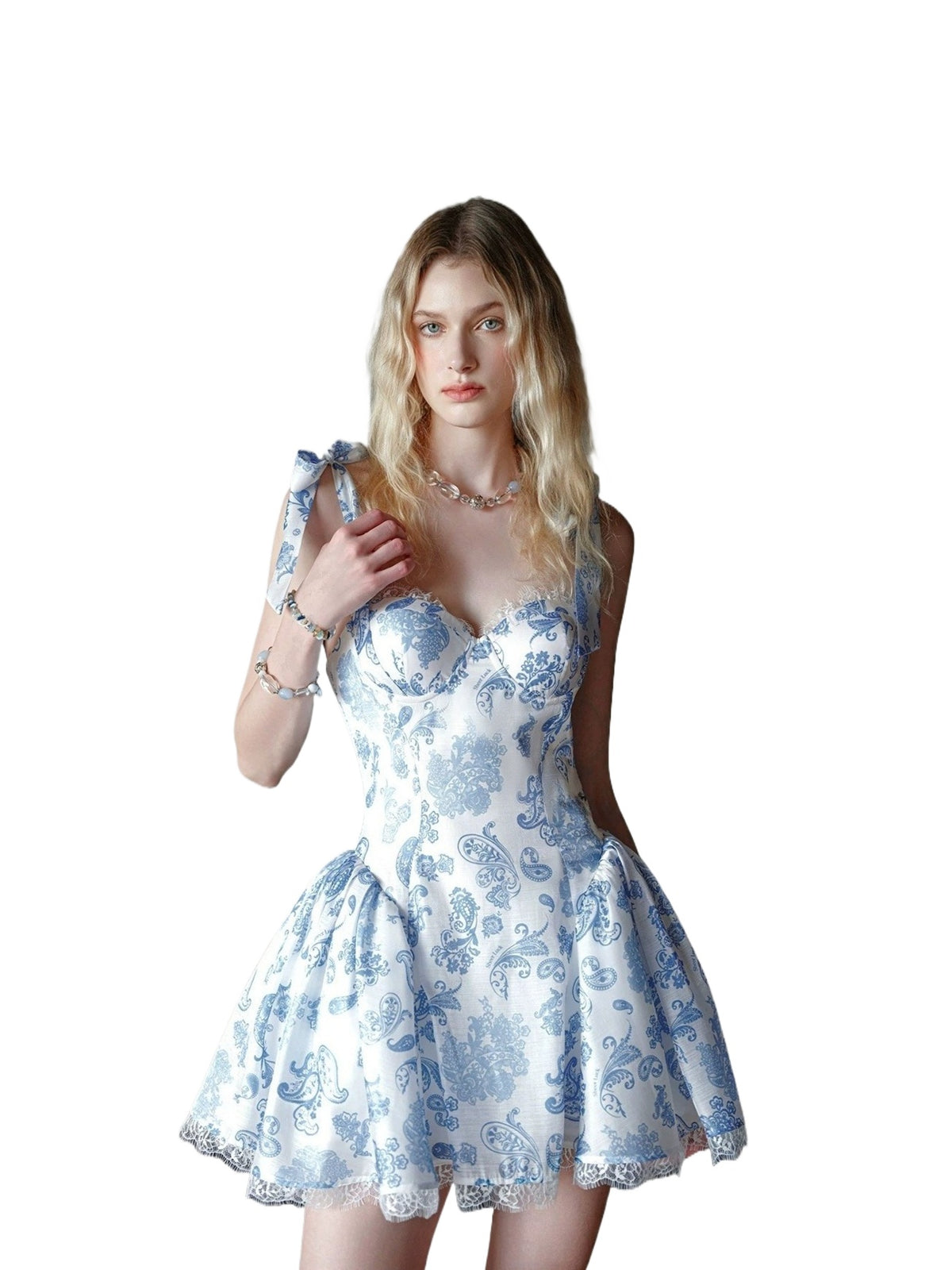 Fiorina Floral Lace-Up Mini Dress