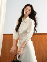 Puff Sleeve Lace Skirt Set