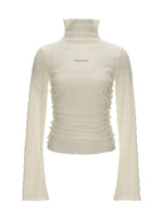 Textured High-Neck Slim Knit Top