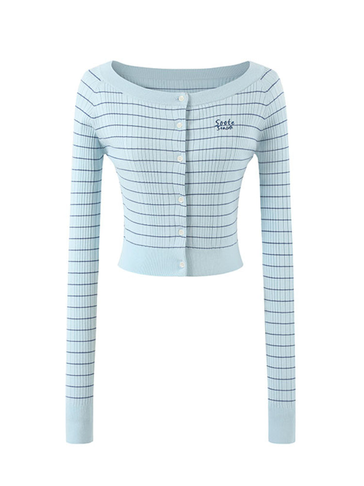 Striped Knit One-Shoulder Top
