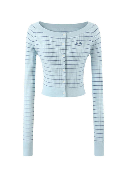 Striped Knit One-Shoulder Top