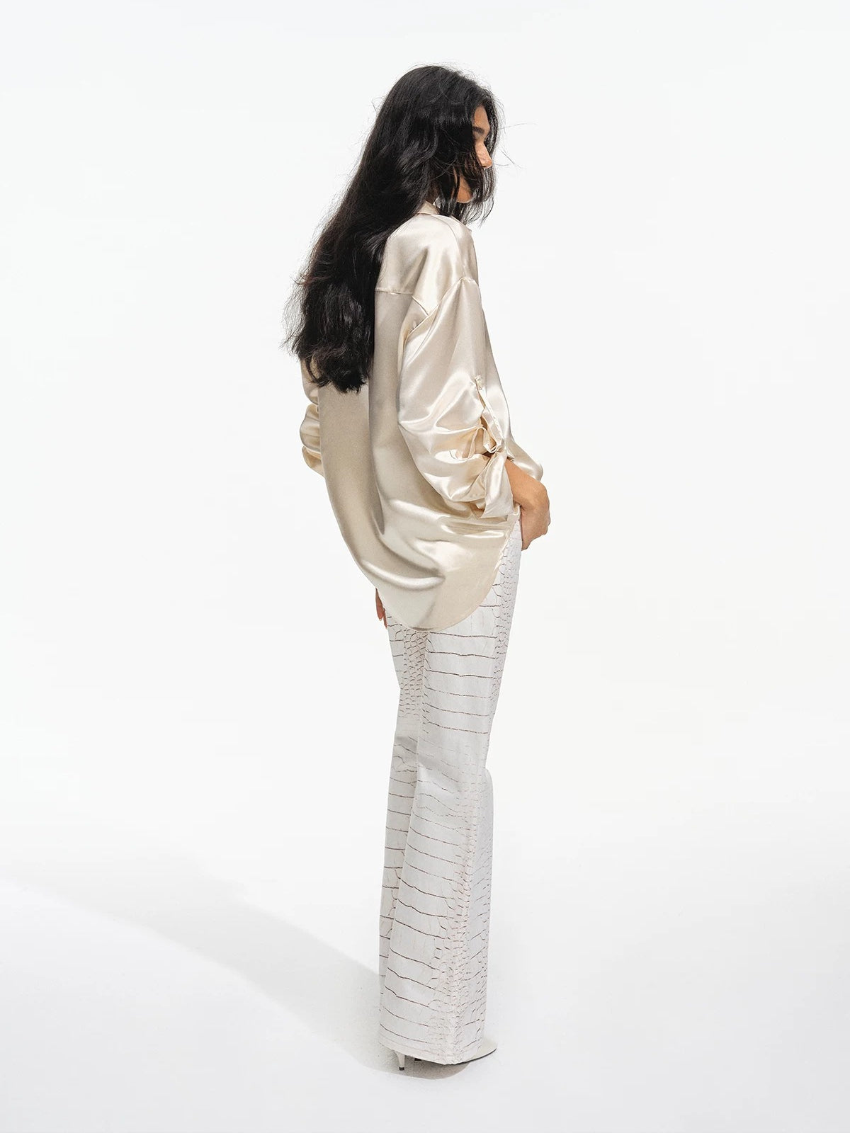 Snake Print Flare Cargo Pants