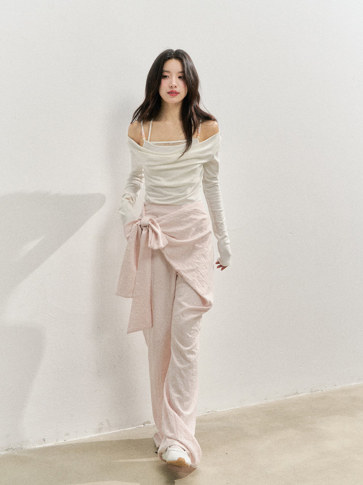 Creamy Pink Apron-Designed Sun-Protective Pants
