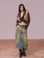 Washed Distressed Embroidered Denim Jeans