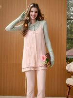Bow Strap Knit Cami Lace & Pants Set