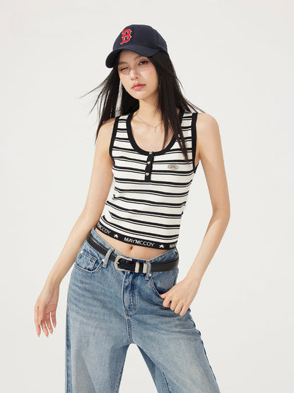 U-neck Striped Knitted Vest
