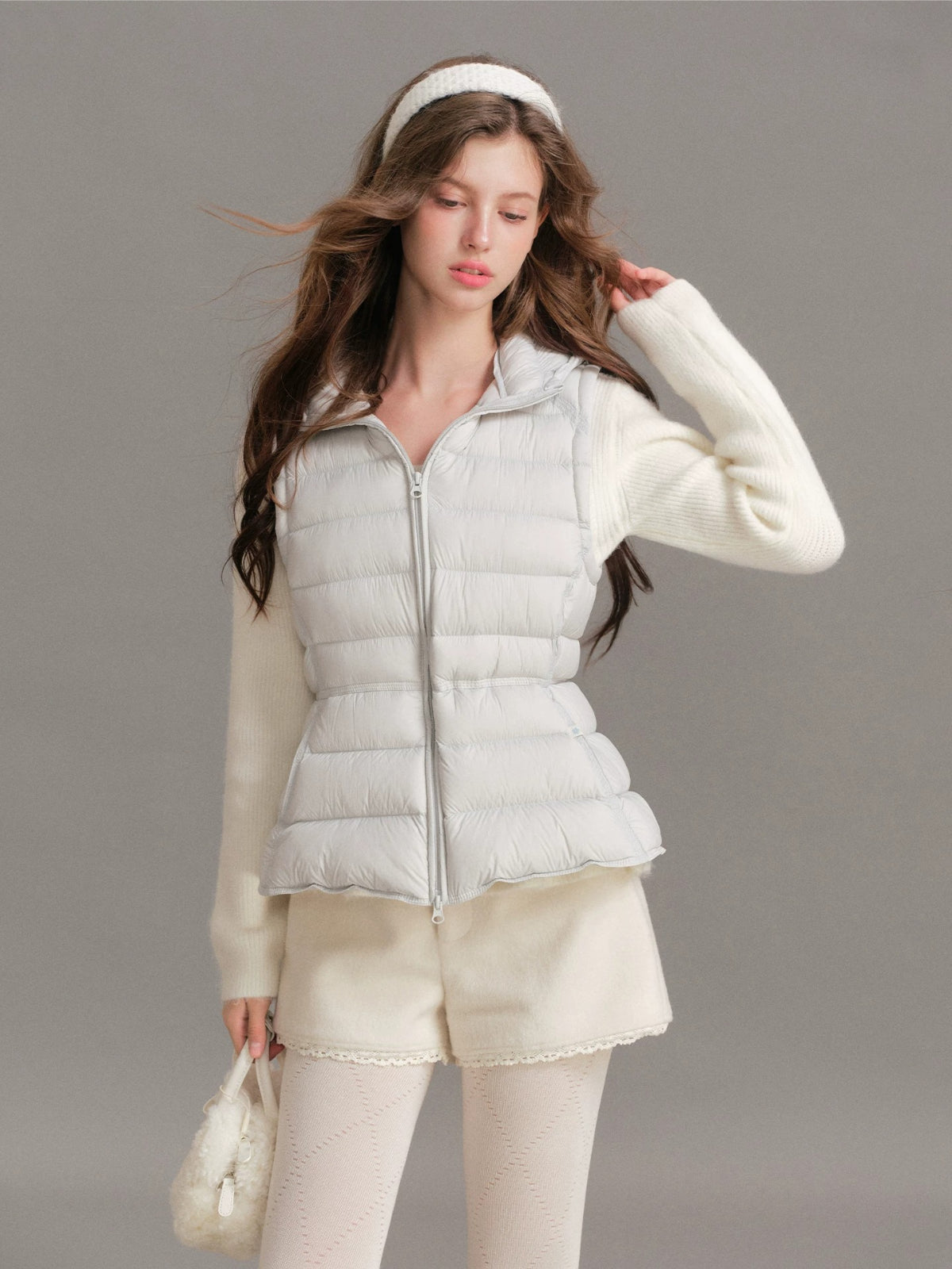 Drawstring Waist Hooded Down Vest