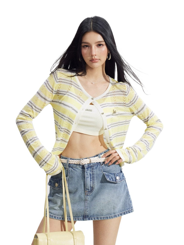 Striped Ice-Silk Cardigan