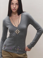 Gem-Detail Two-Piece Knit Set