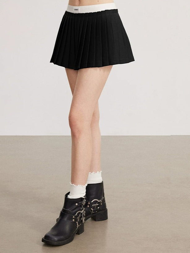 Pleated Mock-Layer Skirt